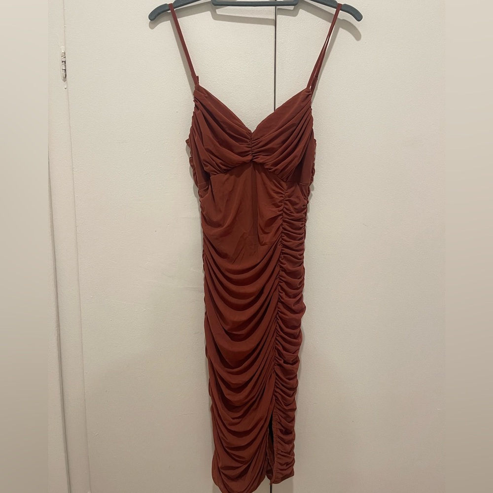 Privy Midi Ruched Dress with Slit